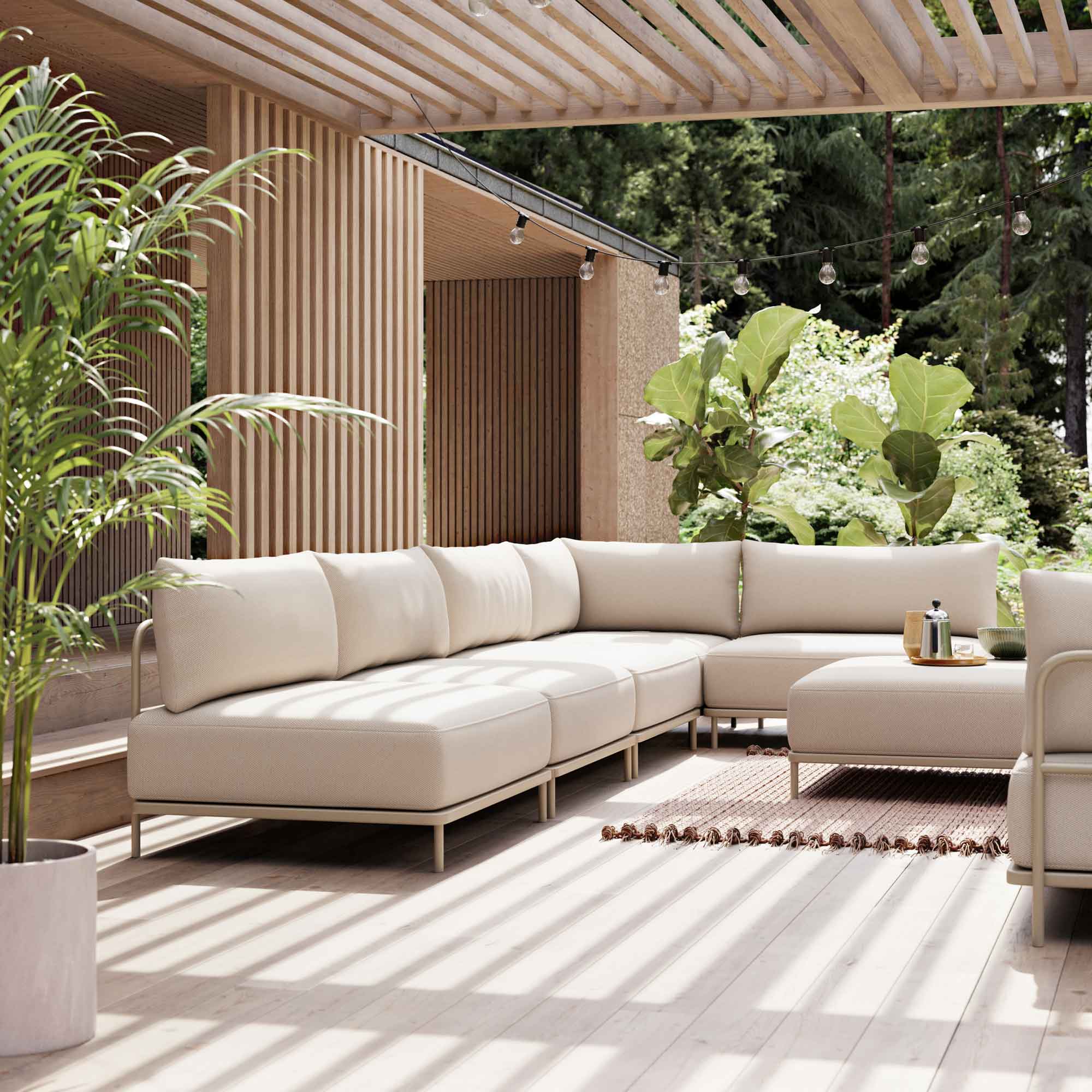 Vincent Outdoor, 3-Sitzer Modulsofa Doppel-Récamiere - Sandshell (#415030)