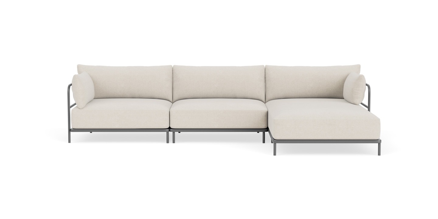 Vincent Outdoor, 4-seter sjeselong høyre modulsofa Mørk grå - Martinique - SOFACOMPANY