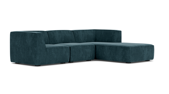 Dane, 3,5-Sitzer Modulsofa mit Récamiere rechts - Danny Dusty Blue (#412374)