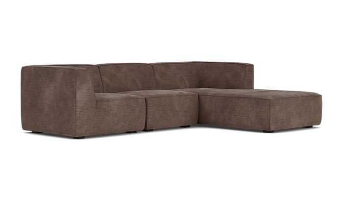 Dane, 3,5-Sitzer Modulsofa mit Récamiere rechts - Aulla cacao (#412377)