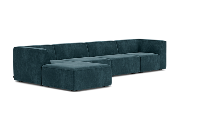 Dane, modulaire 4-zitsbank met hocker - Danny Dusty Blue (#412589)