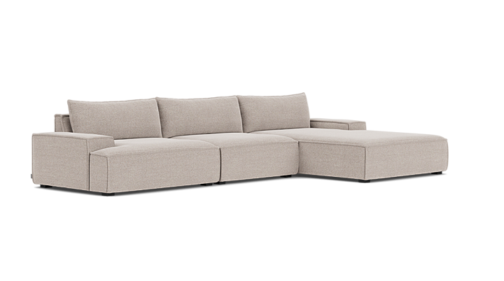 Daphne, 4-Sitzer Modulsofa mit Récamiere rechts - Agnes Brown (#412781)