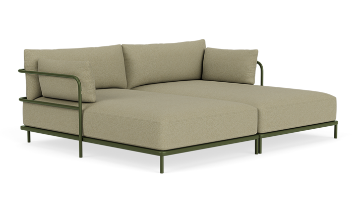 Vincent Outdoor, 3-Sitzer Modulsofa Doppel-Récamiere - Clary Sage Green (#414729)