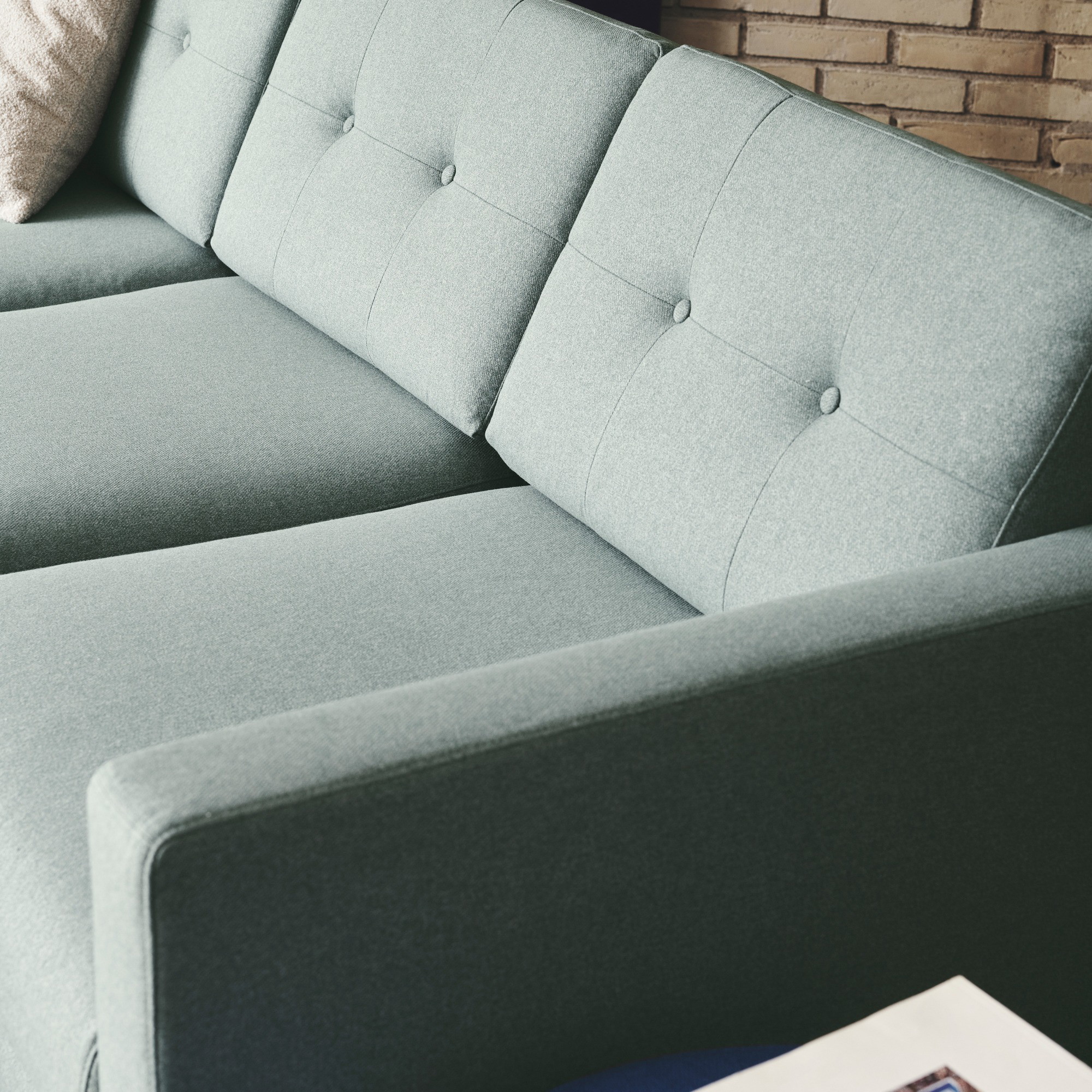 Conrad Sofa mit Recamiere Grun Fabio Grey Green SOFACOMPANY