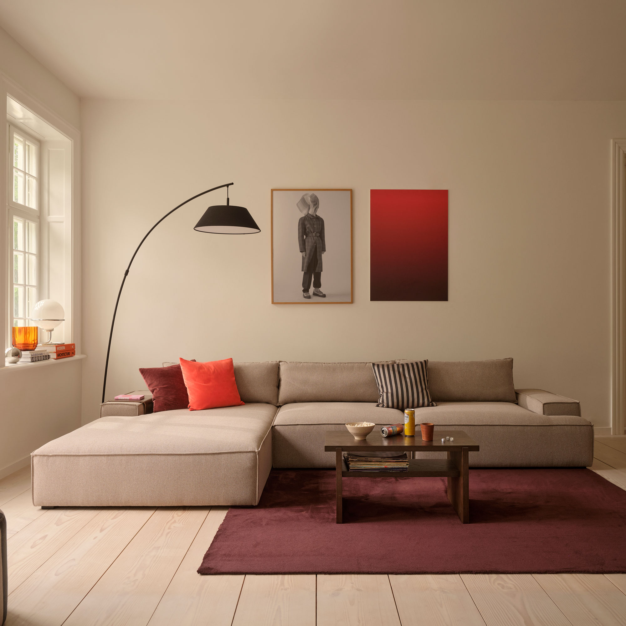 Inez, Kissen, 50x50, Rötlich, Moss Burgundy