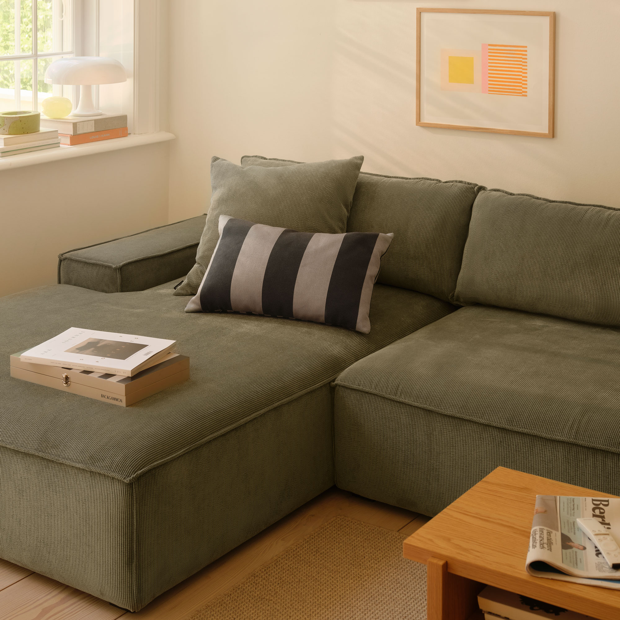 Daphne, 4-Sitzer Modulsofa mit Récamiere links - Free Sage (#417227)
