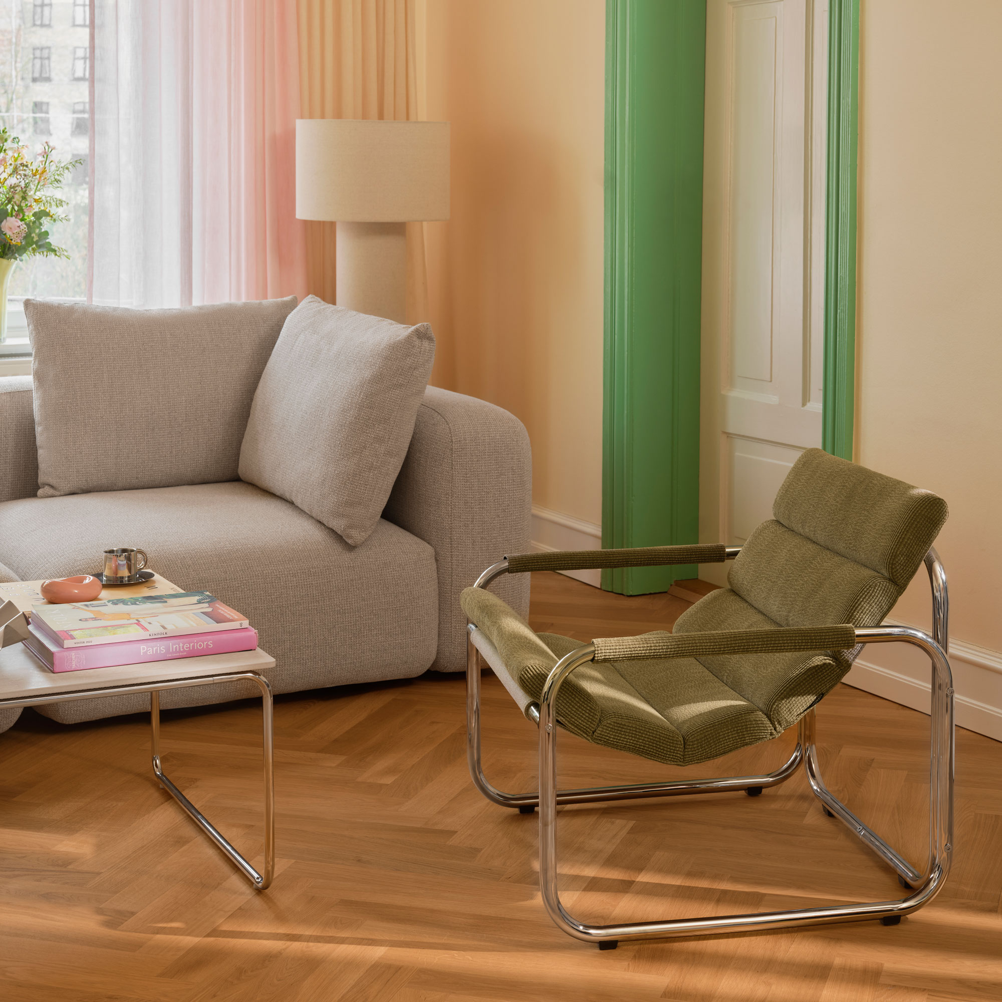 Hailey, 4-sits modulsoffa divan vänster - Nola Sand (#415924)