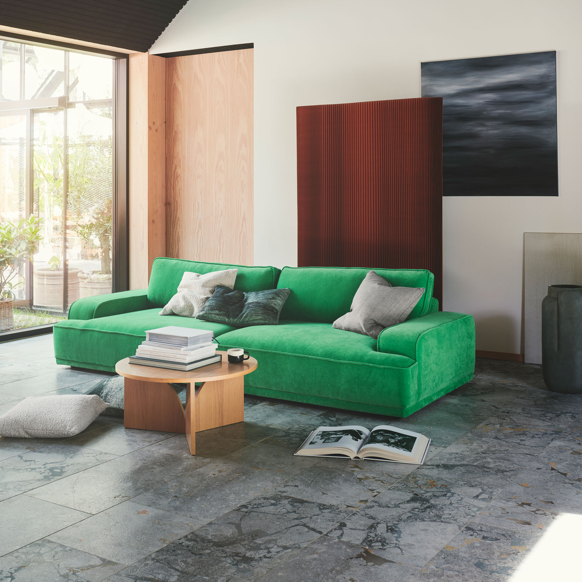 Leonora 3Sitzer Sofas Grün Moss Grass Green