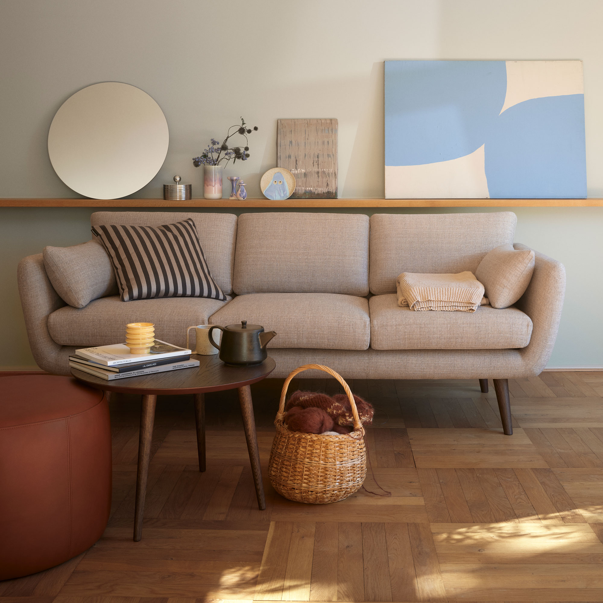 Luna, Kissen, 50x50, Gestreift, Straight Latte Black