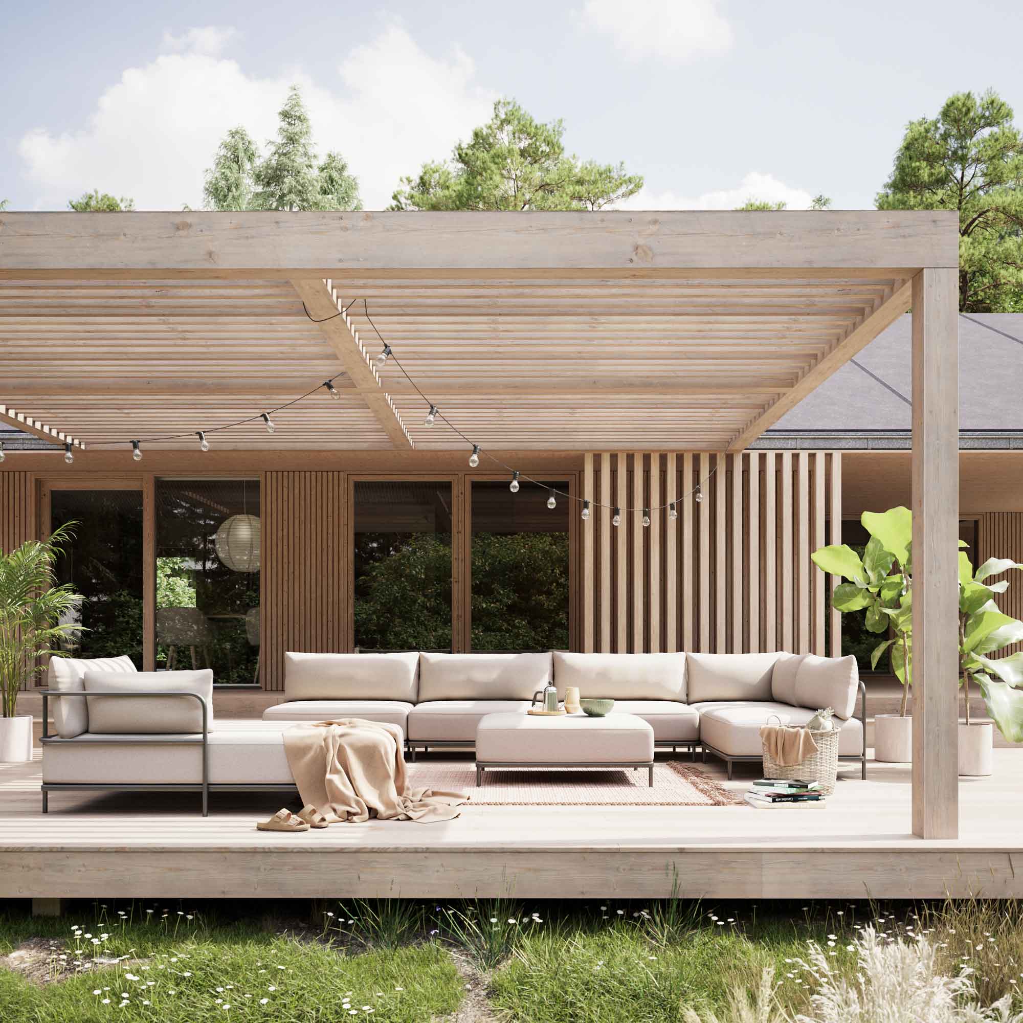 Vincent Outdoor, 3-Sitzer Modulsofa Doppel-Récamiere - Martinique (#415008)