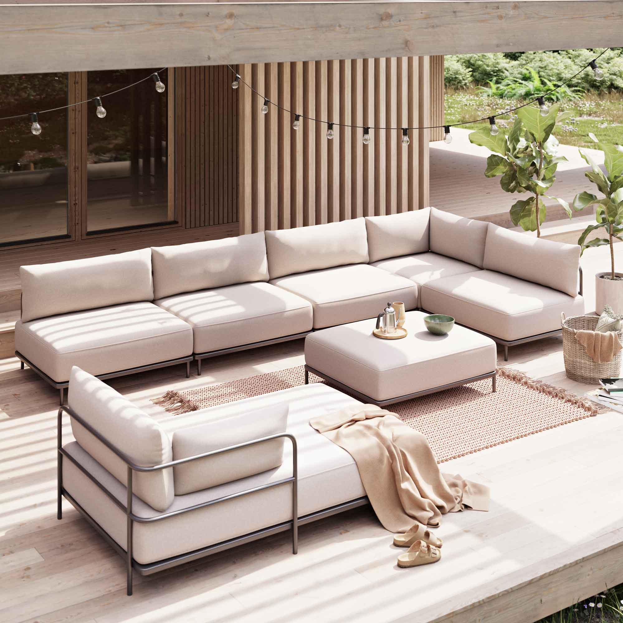 Vincent Outdoor, 3-Sitzer Modulsofa Doppel-Récamiere - Martinique (#415009)
